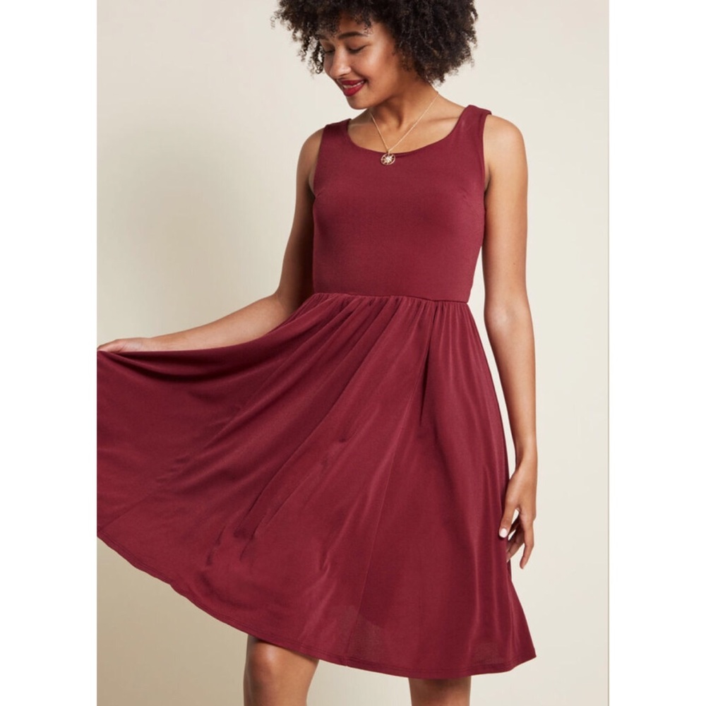 ModCloth A-Line Dress in Burgundy